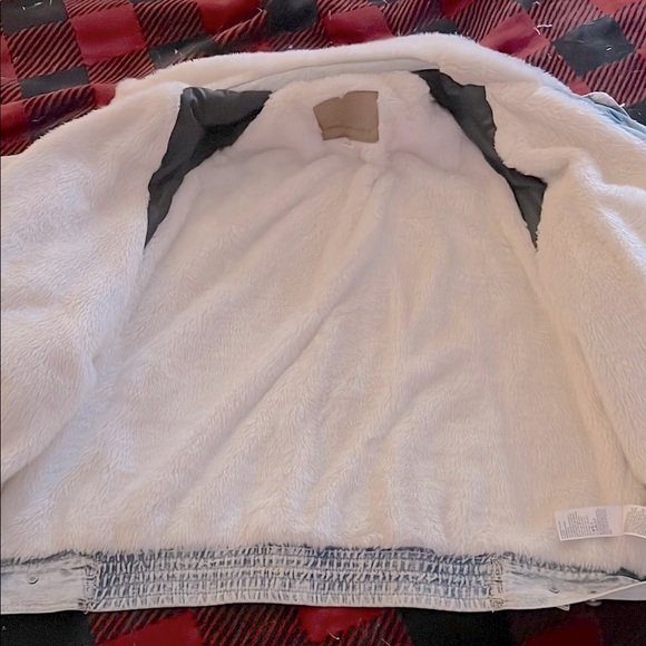 AMERICAN EAGLE 🦅 VINTAGE 80’s DENIM JEAN FAUX SHERPA-LINED JACKET Women’s XXL - Picture 7 of 11